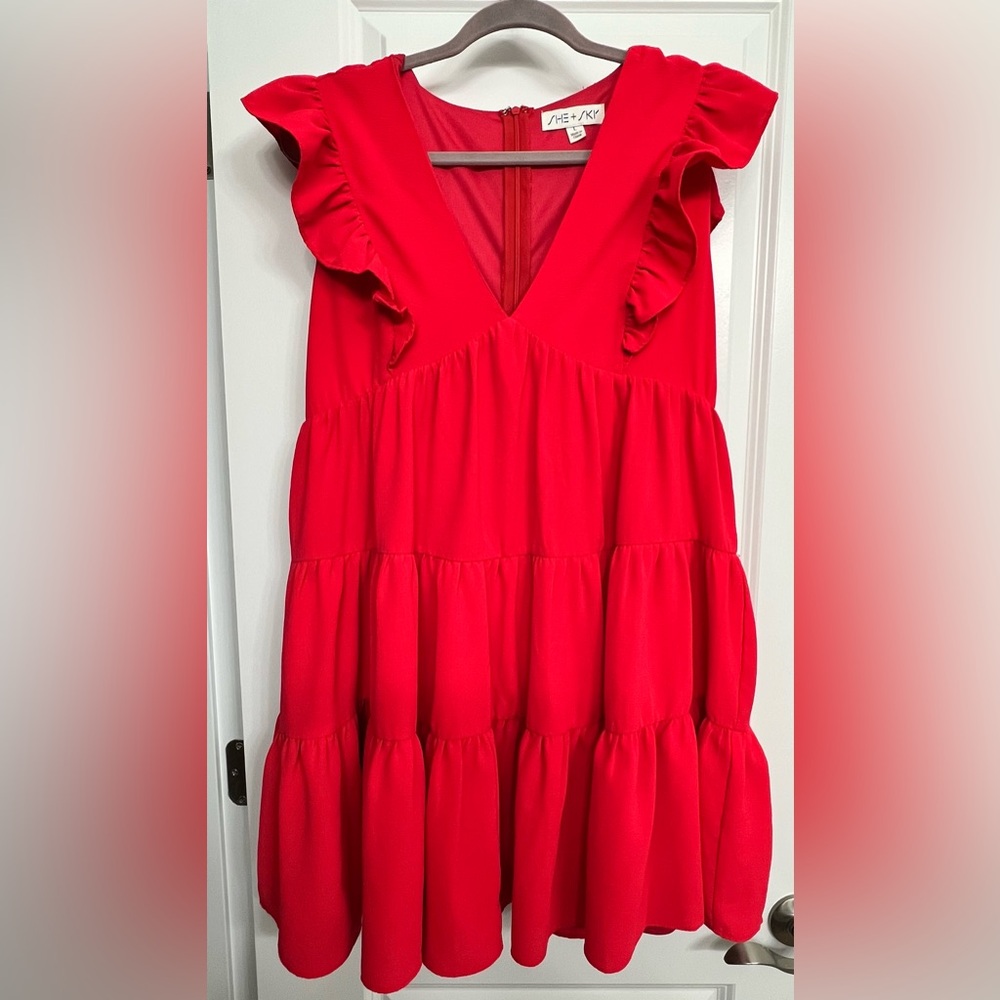 She + Sky Bombshell Red Midi Dress